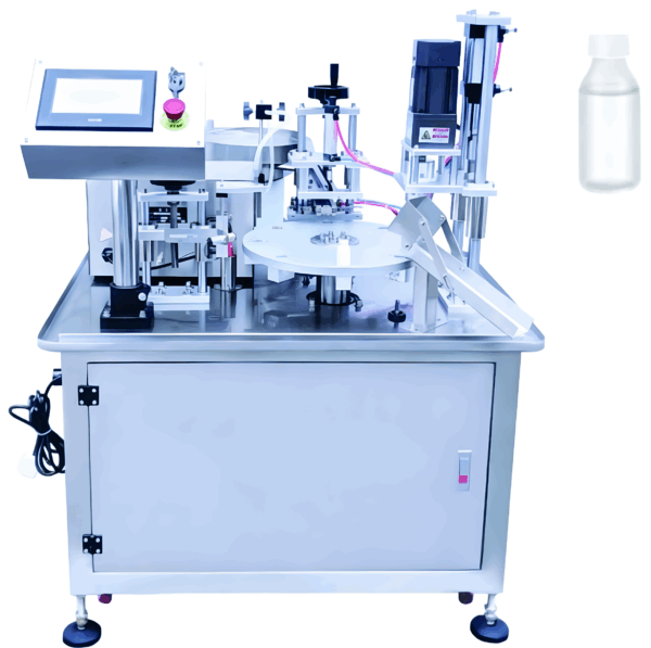 Máy chiết và siết nắp chai nhỏ 3 in 1 tự động dạng xoay